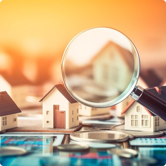 Immobilienanalyse mit Lupe